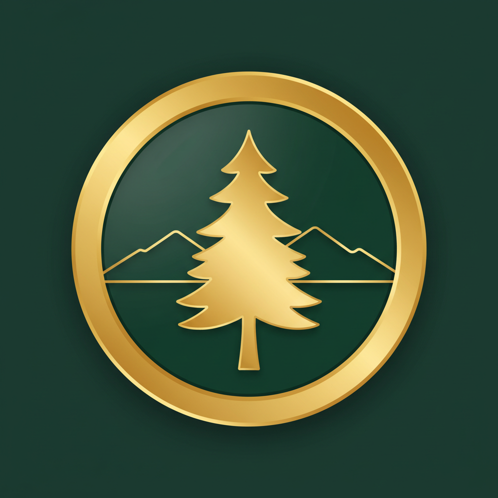 PineTreeCoin gold pine tree emblem